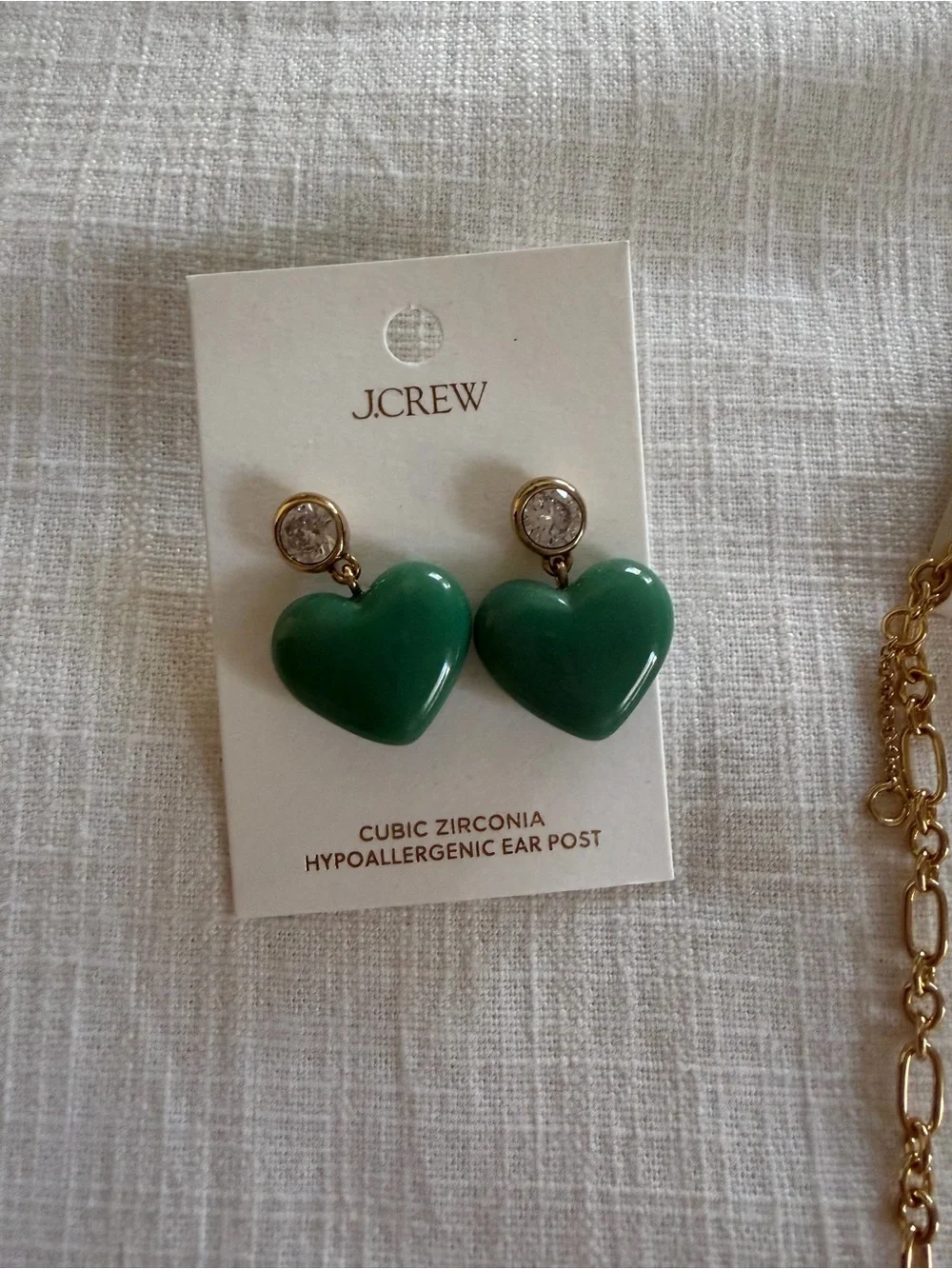 J Crew NWT Earring + Necklace Gold Heart Drop Set - Picture 5 of 12
